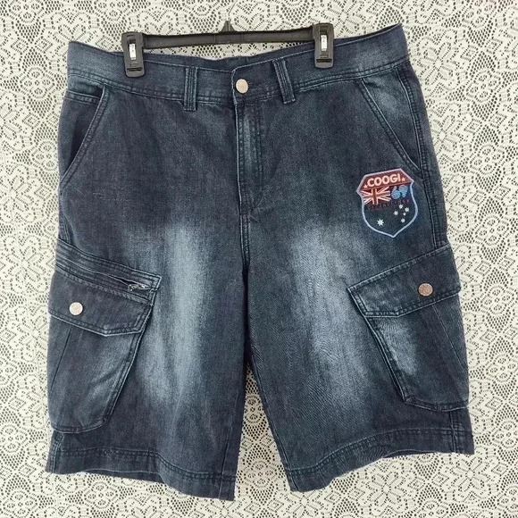 Coogi Embroidered Men's Denim Cargo Shorts 36 Navy Blue - Picture 1 of 7